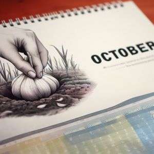 Calendar of October representing the best month to plant garlic in USDA zone 7